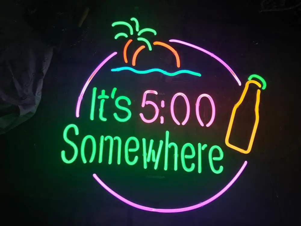 

GLASS neon Lights Box Neon Sign Panel Lights Christmas Xmas Party Colorful Glass Neon Acrylic Box for Home Room it's 5:00