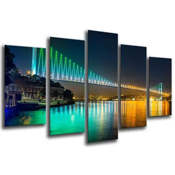 

Bridge Night Istanbul, photo print on wood, modern picture decorative 26323