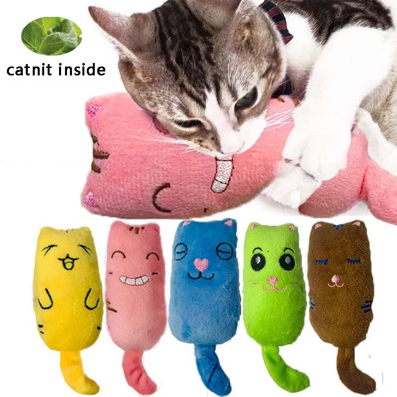 PAZS GIFT Plush cat Toys Interactive Bells Cute Fuzzy cat Toys with Catnip Biting Toys for catsTeething Toys Indoor Silvervine Stuffed Animal-Shaped Toys cat chew Toys for Aggressive chewers 