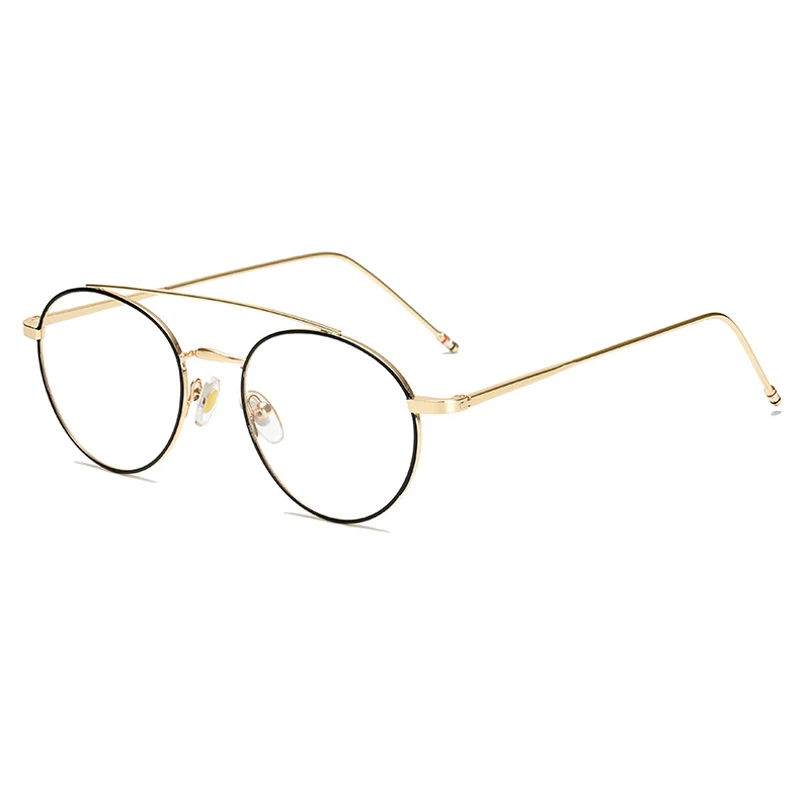 Black Gold iboode Retro Round Metal Glasses Frame Women Men Optical Spectacle Prescription Eyeglasses Unisex Black Silver Gold Eyewear - Цвет оправы: Black Gold