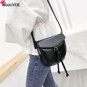 

Simple Solid Color PU Leather Shoulder Handbag Women Crossbody Saddle Bags Fashion Lady Small Messenger Bags Females Tote