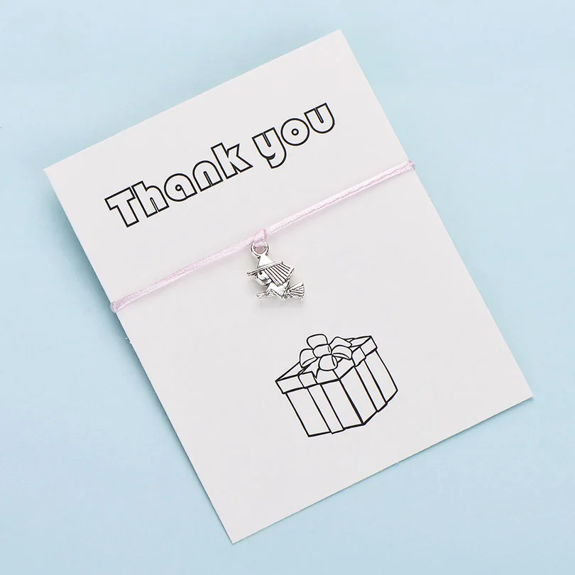 IYOE Wish Card Thank You маленькая ведьма очаровательные браслеты для женщин дети счастливый красный браслет из нитей дружбы для милый подарок на день рождения