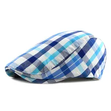 Весенне-летняя клетчатая кепка газетчика для мужчин, хлопковая плоская кепка для женщин, берет художника, шапки 36