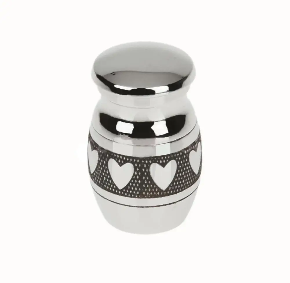 

Memorial Container Pet Urns Heart Pattern Stainless Steel Cremation Urn Ash Holder