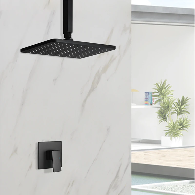 In Wall Concealed Bathroom Shower Faucet Top Mount Ceiling Arm Big Panel Rain Shower Head Bath Mixer Hot Cold Water Set shower head,shower set
