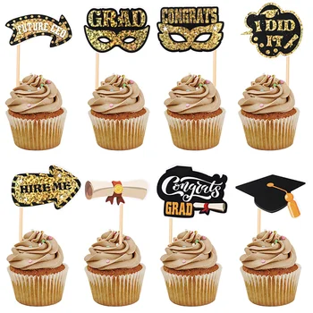 

72 Pcs Graduation Cake Toppers Mini Delicate Cupcake Toppers Food Picks Food Appetizers for Graduation Party Banquet School Part