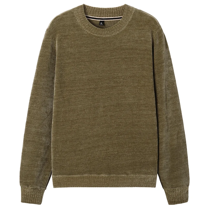 

2019 autumn and winter men's solid color drop shoulder round neck sweater Knitted sweaters men's comfortable pullover sweater