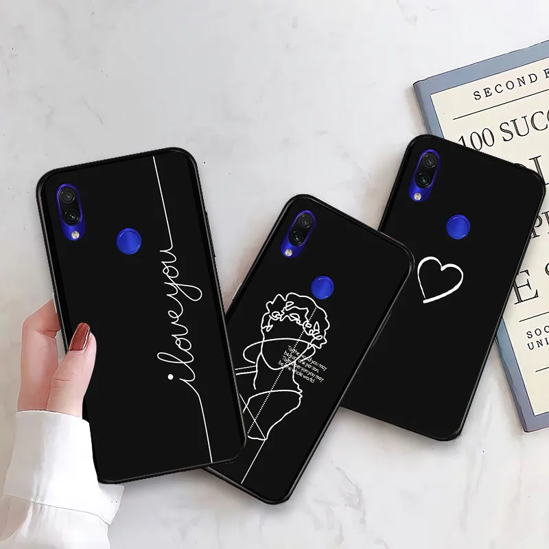 

Phone Cases For Xiaomi Redmi Note 7 Love Universe Planet Black TPU Back Cover For Redmi Note7 Cute Cartoon Leaf Bags Moon Shell