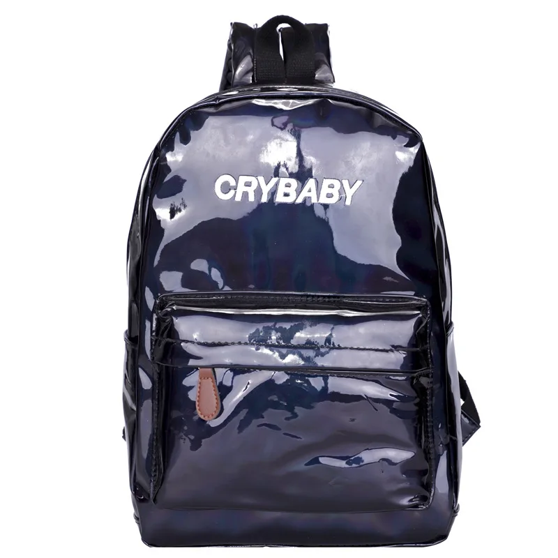 Женский рюкзак с серебряной голограммой, лазерные школьные рюкзаки для студентов, подарки для девочек-подростков, повседневный простой рюкзак для путешествий - Цвет: Черный
