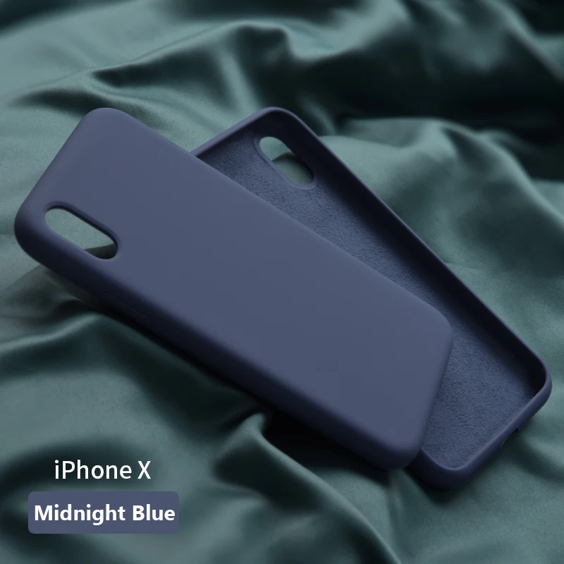Arvin Официальный чехол для iPhone X XS Max XR 7 8 Plus чехол Мягкая Жидкая силиконовая подкладка из микрофибры удобная сенсорная крышка - Цвет: Midnight Blue