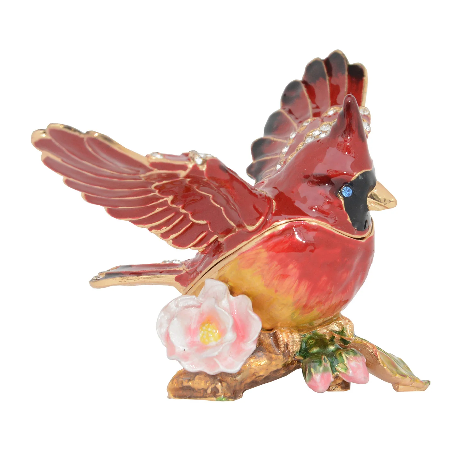 Cardinal Bird Trinket Jewelry Box Bird Figurine Collectible Pewter Crafts Ring Holder Necklace Container Novelty Gifts