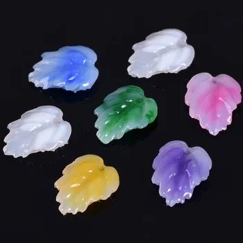 

20pcs Flat Leaf Shape 13x10mm Resin Top Drilled Loose Spacer Beads Wholesale lot DIY Crafts Findings for Jewelry Making