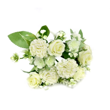 Artificial Flowers Hydrangea Silk Bouquet for Decoration Artificial Rose Wedding Home DIY Decor Fake Flower White