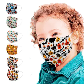 

Multi-color Kids Disposable Face Mask 50 Pcs Halloween 3ply For Protection Breathable Cartoon Print Windproof (none Medical)
