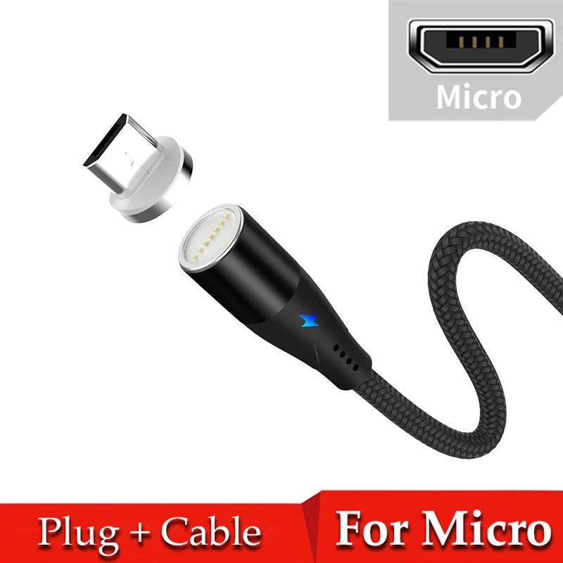 5A Magnetic Charging Cable Micro USB Charger Type C for Samsung Huawei Supercharge Magnet Phone Cord Flash Charge USB Cable - Цвет: Black For Micro
