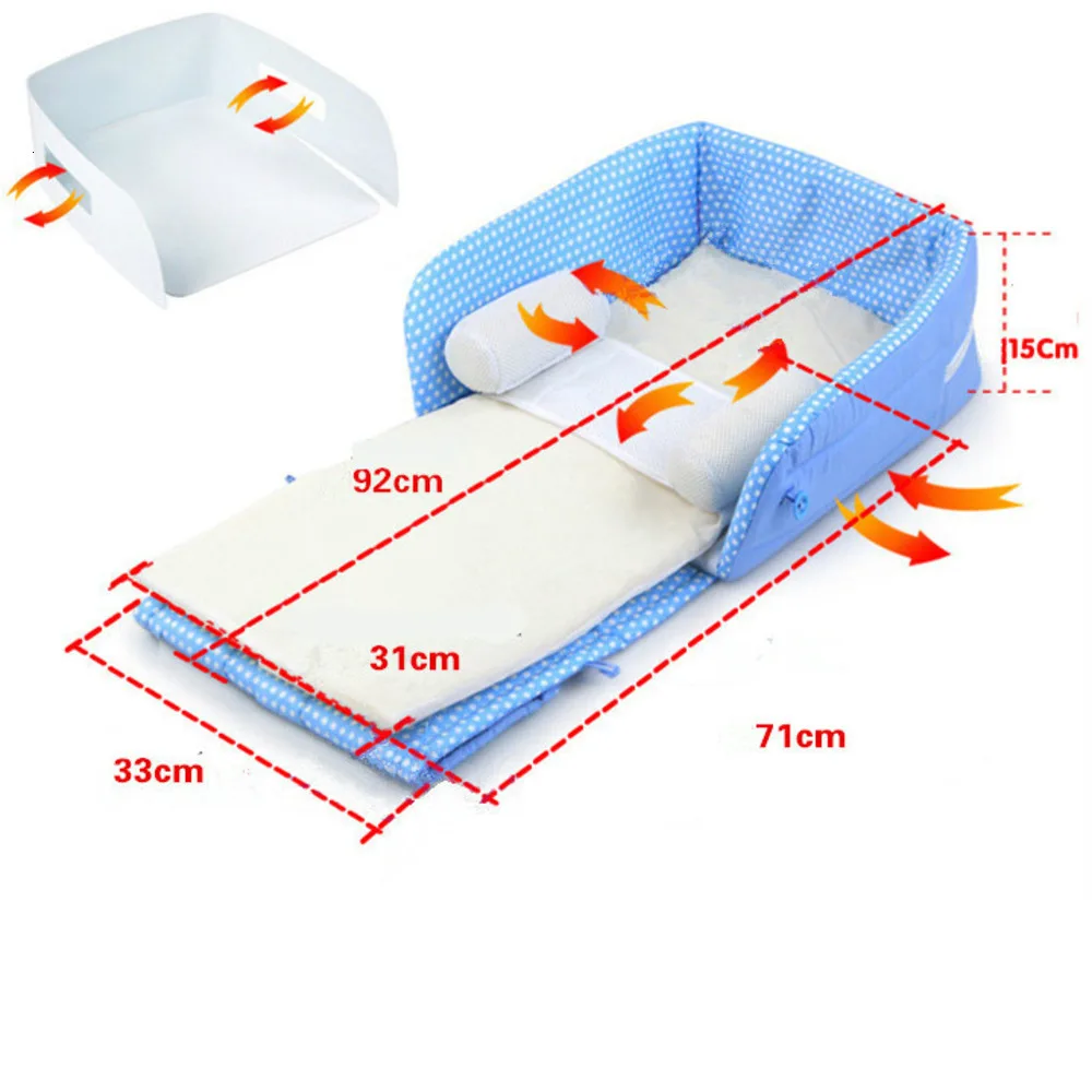 Newborn Baby Portable Travel Bed Cradles Crib Infant Safety Folding Bed Infant Toddler Cradle Multifunction Storage Mommy Bag
