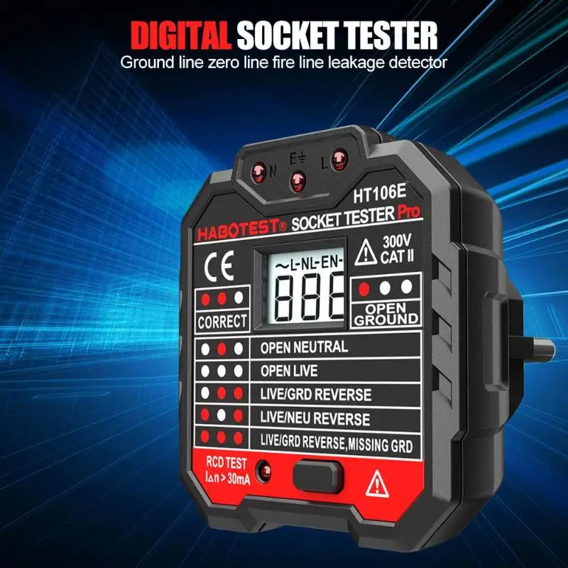 HABOTEST прибор для проверки патронов цифровой Дисплей штекер в AC 110V 230V