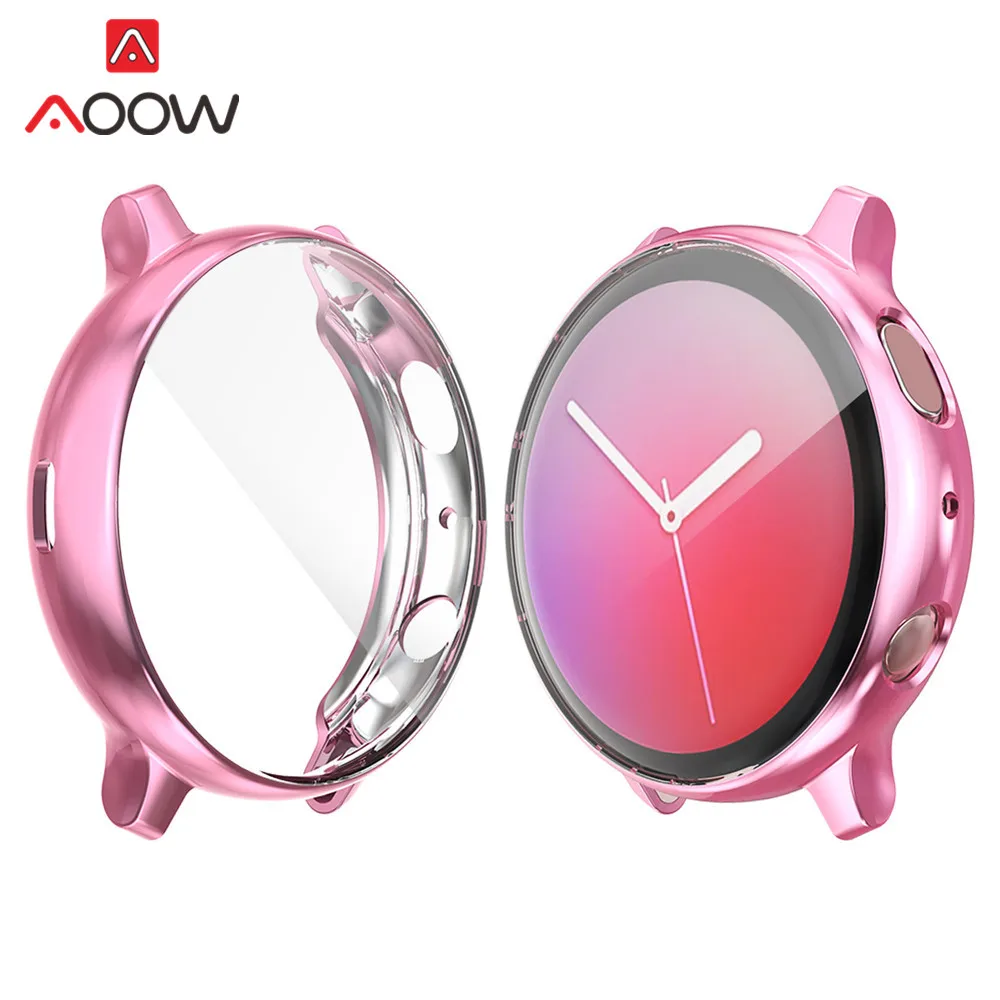 Pink Защитный чехол для samsung Galaxy Watch Active2 44 мм 40 мм R830 R820 мягкий силиконовый защитный чехол на весь экран Active 2 - Цвет ремешка: Pink