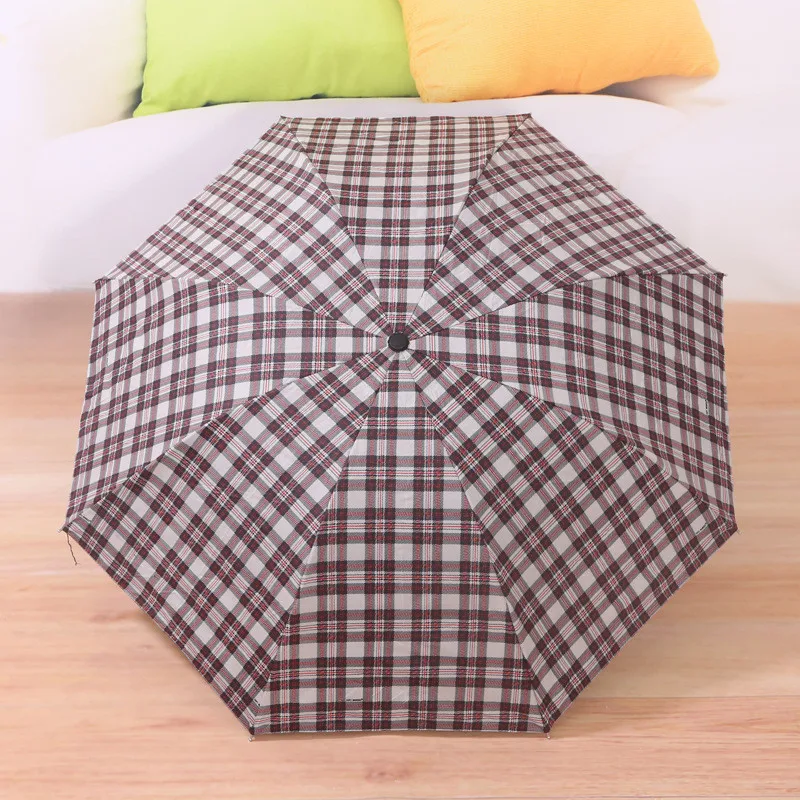 Portable Short Handle Wind Resistant Folding Umbrella Rain Lovers Windproof Umbrellas Rain for Couple Lattice Manual Parasol