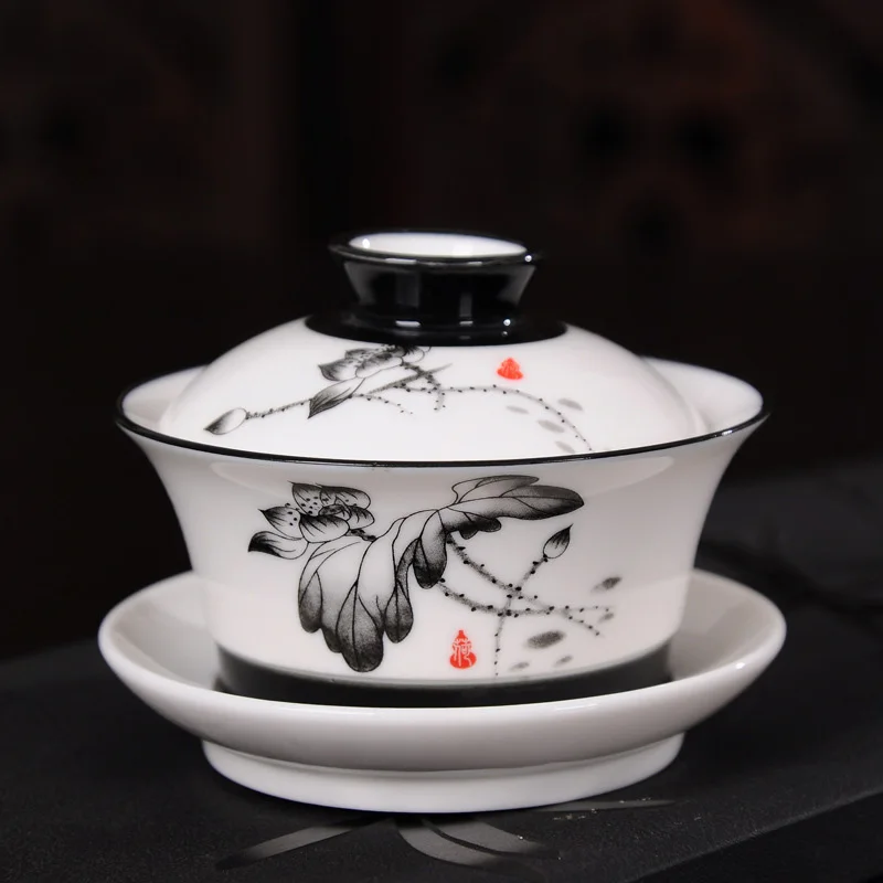 Китайский стиль чайная тарелка Gaiwan Винтаж Ручная роспись Керамическая чайная посуда наборы ручная роспись фарфоровый чайный набор кунг-фу чаша