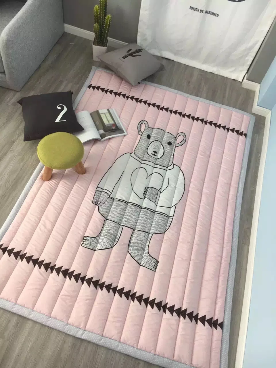 Ins мультяшный коврик мягкий складной детский коврик для лазания детское сиденье игровой игрушечный планшет одеяло - Цвет: Белый