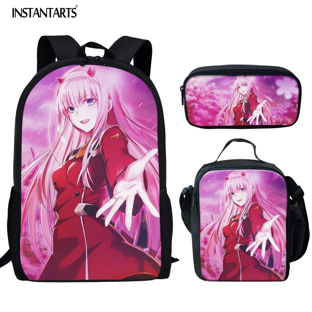 

INSTANTARTS Anime DARLING in the FRANXX School Bag for Teenager Girls School Backpacks Best Gift for Kids Back to School Mochila