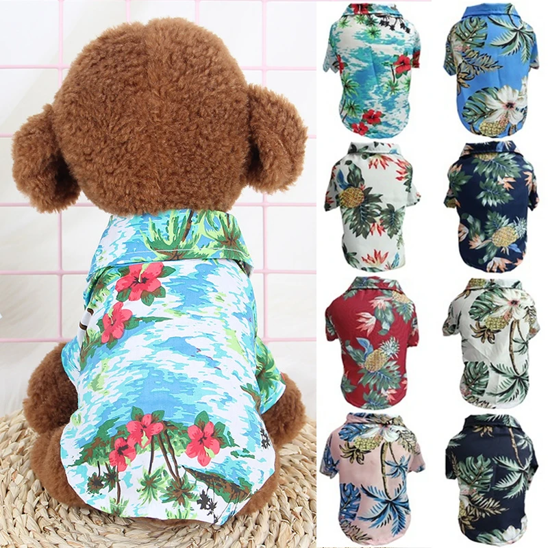 Pet Clothing Floral T Shirt Hawaiian Dog Shirts Clothes Summer Beach