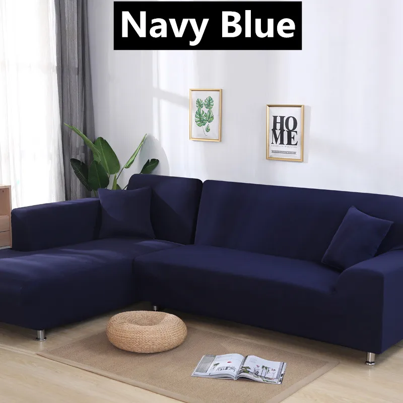 Navy Blue 1/2/3/4 местный эластичные однотонные Цвет чехлы для диванов спандекс стрейч диване Защитная крышка все включено Универсальный секционный диван Чехол - Цвет: Navy Blue