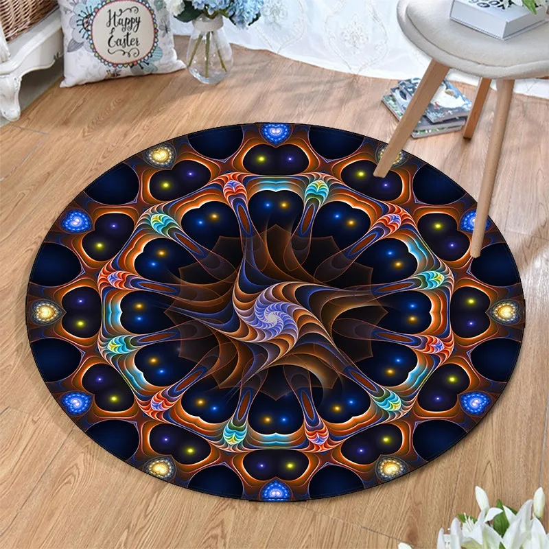 ZOOTOP BEAR Starlight Mandala Round Carpet Bohemian Children's Room Feathers 60cm Large On The Floor Kitchen Rug | Дом и сад