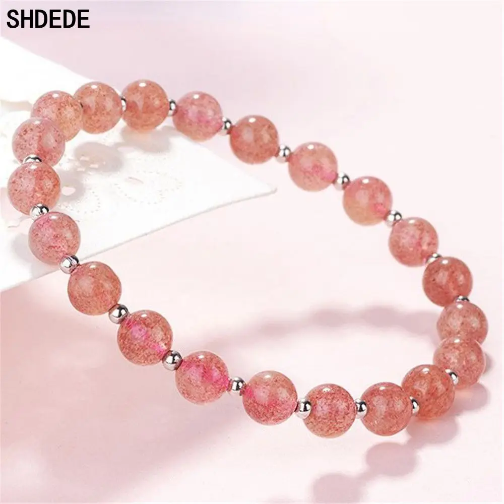 

SHDEDE Pink Natural Crystal Stone Bead Bracelets Bangles Brand For Women Female Ladies Elegant Accessories Jewelry Gift -X051