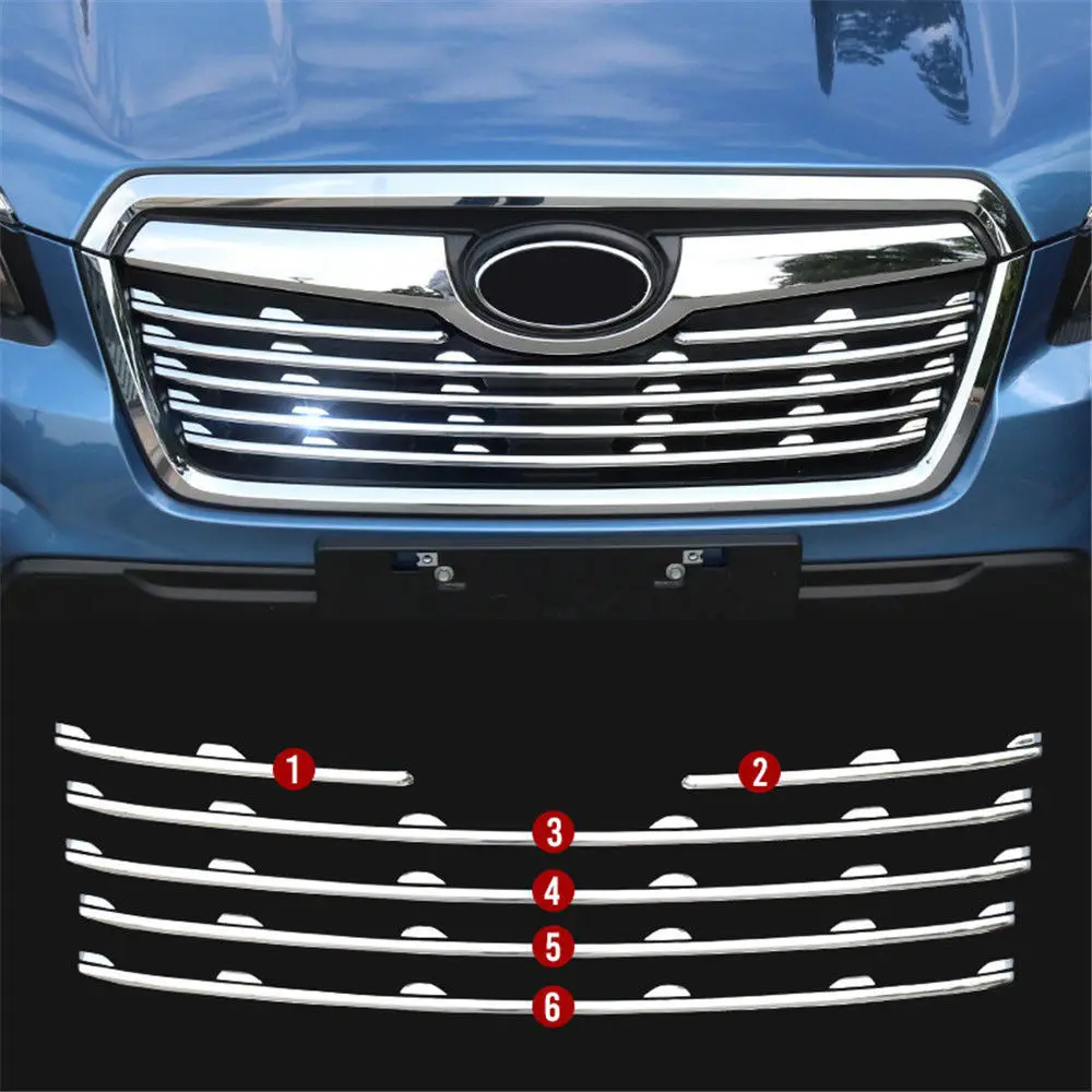 Для Subaru Forester Хром Передняя Центральная Решетка чехол с полосками отделка 6 шт