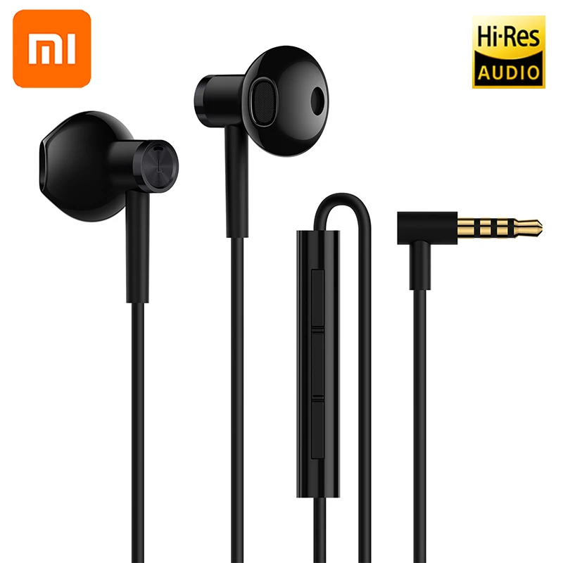 Оригинальные Xiaomi Hybrid DC Seo наушники-вкладыши 3,5 мм наушники с микрофоном управление проводом двойной драйвер для наушники для андроида для sony - Цвет: Черный