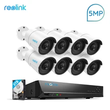 Reolink RLK16-410B8 5MP камера система 16ch PoE NVR и 8 ip-камеры с питанием по PoE Bullet комплект наружного наблюдения 3 ТБ HDD 2 SATA слота