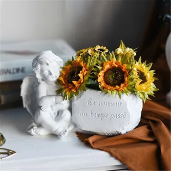

Nordic Angel Cupid Resin Flower Pot Decoration Retro Home Entryway Living Room Office Flower Arrangement Vase X5446