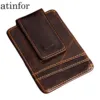 Vintage Genuine Leather Money Clip Front Pocket Clamp For Money Holders Magnet Magic Money Clips Wallet with Card ID Case 1