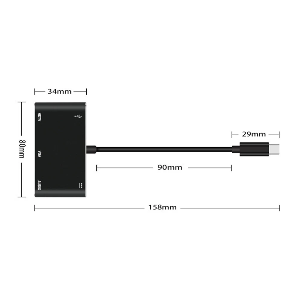 5 в 1 USB-C type-C к HDMI/VGA/USB/PD концентратор адаптер VGA кабель аудио USB 3,0 PD конвертер лот для ноутбука