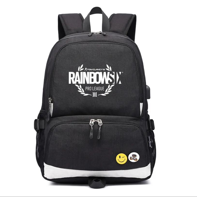 Rainbow Six Siege usb зарядка Школьная Сумка холщовый рюкзак сумки на плечо ноутбук дорожная сумка рюкзак для подростков