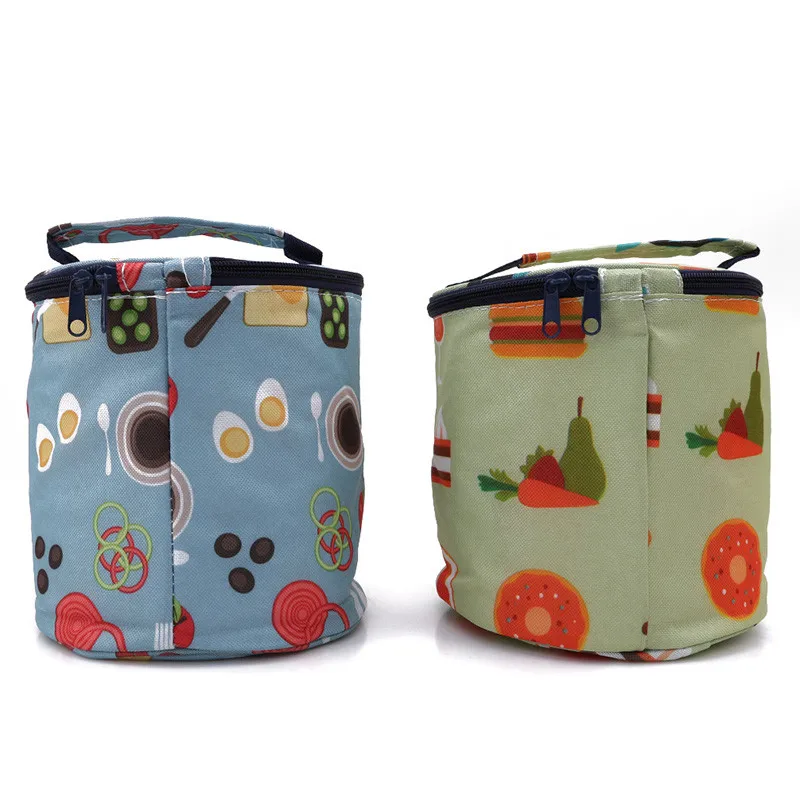LKEEP цилиндрическая сумка для обеда из ткани Оксфорд с мультипликационным принтом, переносная Детская сумка для пикника, Офисная изоляционная сумка для обеда, аксессуары