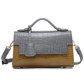 

Contrast Color Female Bag 2020 New Single Shoulder Messenger Handbag Crocodile Pattern Simple Female Bag Womens Bags Handbags
