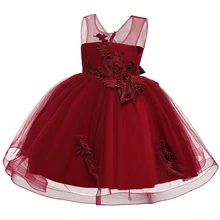 Новое платье для девочек праздничная одежда фатиновые платья-пачки с цветочным рисунком на крестины детское платье принцессы вечерние платья для девочек