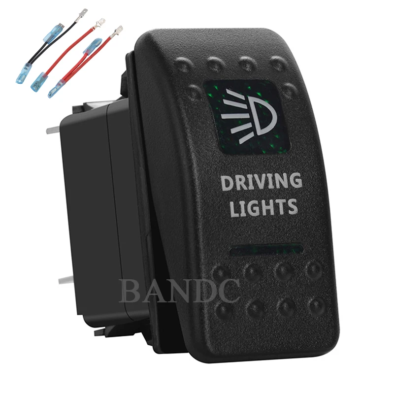 

Car Boat Marine DRIVING LIGHTS Rocker Switch On-Off SPST Dual Green Led Lights，10A 20A,Jumper Wires Set