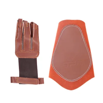 

Hunting Archery Recurve bow arm guard Pull Bow Protect Arm +Archery Hunting 3 Finger Protection Gloves