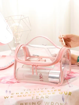 

Travel Large Storage Bag Transparent Hanging Waterproof Ziplock Closet Bathroom Eco Big Resealable Portable Bolso Bags BY50SB