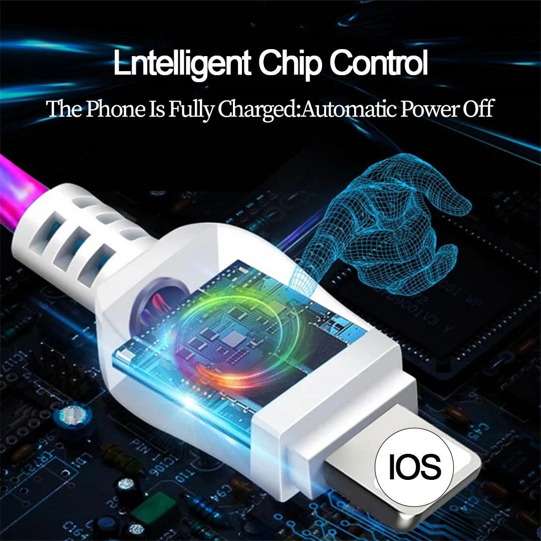Светодиодный светящийся кабель USB type C Micro usb для зарядки светящиеся кабели для iPhone 8 Xiaomi samsung мобильный телефон яркий зарядный шнур
