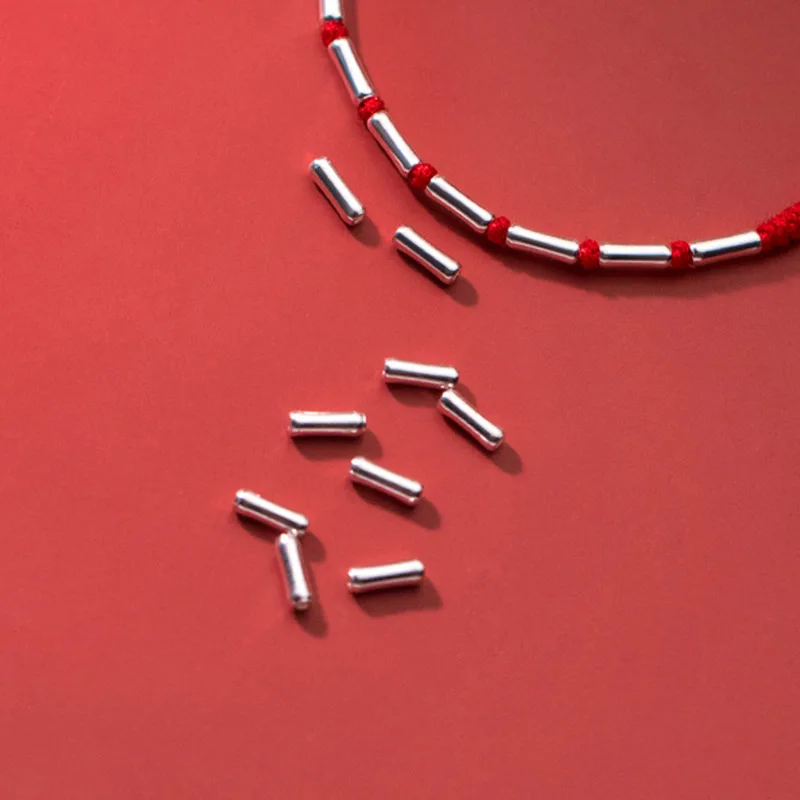 925 Sterling Silver Short Tube Loose Beads 10pcs/lot for DIY Jewelry