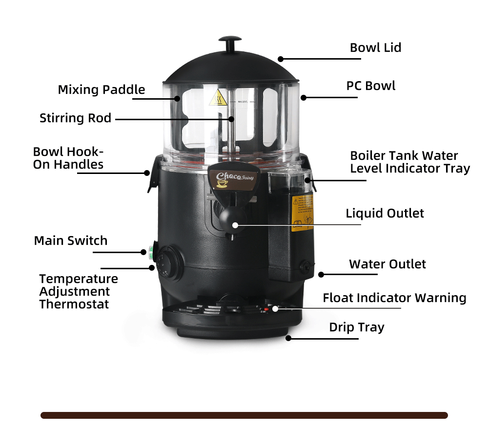 ITOP 10L Hot Chocolate Dispenser Machine Hot Drink Dispensing Machine  Chocolate Machine Perfect for Cafe, Party, Buffet