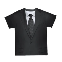 Camiseta con patrón de traje 3D para hombre, dos camisetas falsas, moda popular personalizada, cómoda, verano 2021