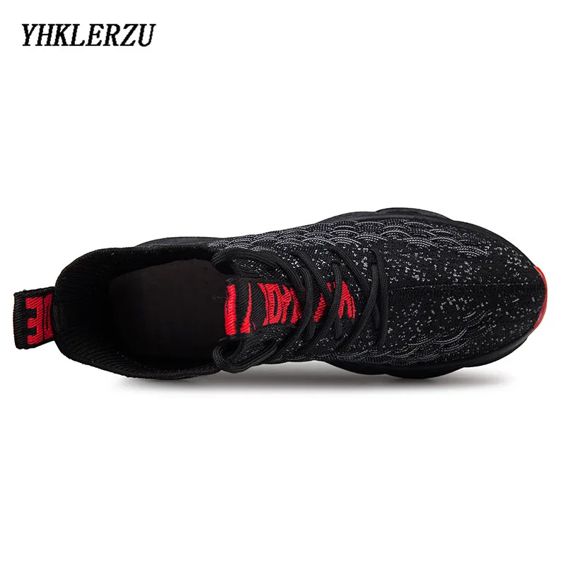 YHKLERZU/мужская повседневная обувь; модные черные и красные лоферы; Мужская дышащая крутая обувь на плоской подошве; высокие мужские уличные кроссовки