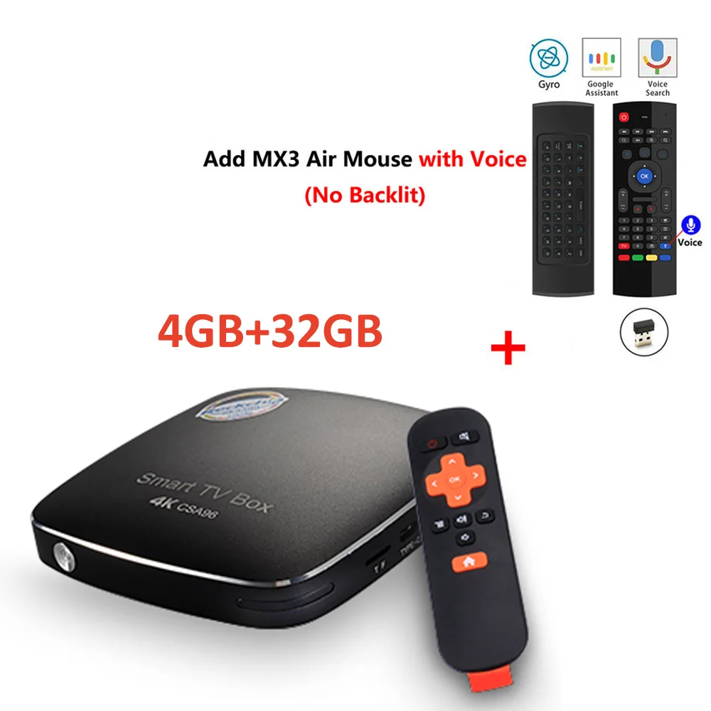 4GB32GB add mx3 mic CSA96 Android ТВ коробка с двумя камерами, процессор ROCKCHIP RK3399 двойной Cortex-A72 Quad Cortex-A53 64-разрядный Bluetooth4.0 4GB32GB 2,4G/5G WI-FI 4K HD Декодер каналов кабельного телевидения - Цвет: 4GB32GB add mx3 mic