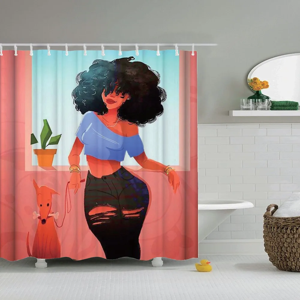 Dafield Ванная комната Африканская женщина душ Шторы черный Для женщин полиэстер ткань для ванной Шторы s украшения дома афро душ Шторы - Цвет: 23072